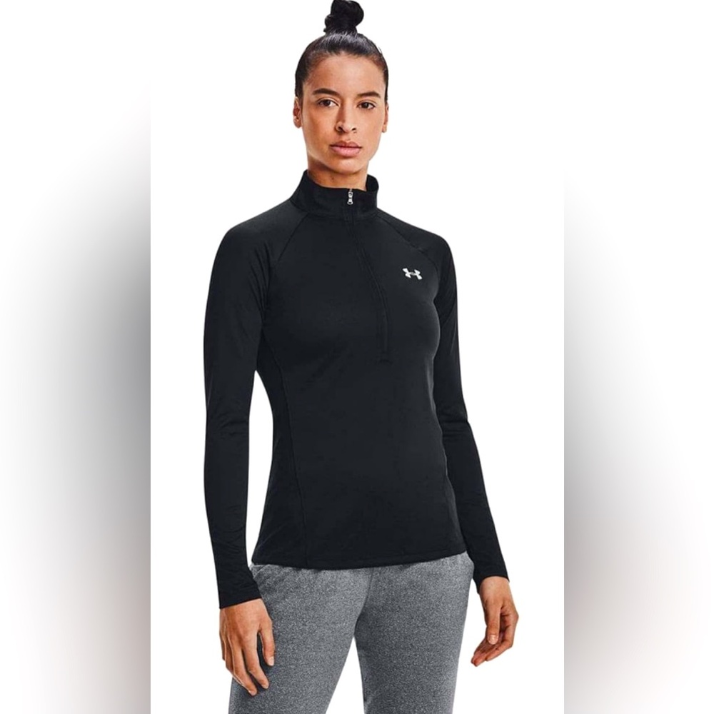 Under Armour Women’s 1/4 Zip Long-Sleeve Pullover (Black, Size LG, Pre-Owned)